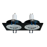 Faretto moderno rettangolare nero 2 lampade LED 16W GU10 incasso luce soggiorno LUCE 6000K