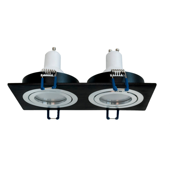 Faretto moderno rettangolare nero 2 lampade LED 16W GU10 incasso luce soggiorno LUCE 4000K