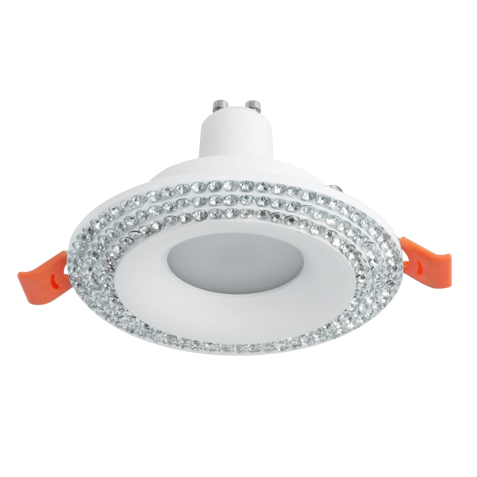 Faretto incasso moderno bianco tondo cristalli brillantini luce LED 5W GU10 65mm LUCE 3000K