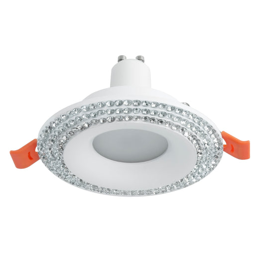 Faretto incasso moderno bianco tondo cristalli brillantini luce LED 5W GU10 65mm LUCE 3000K