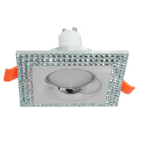 Faretto quadrato argento brillantini incasso soffitto lampada LED 5W GU10 65mm LUCE 3000K