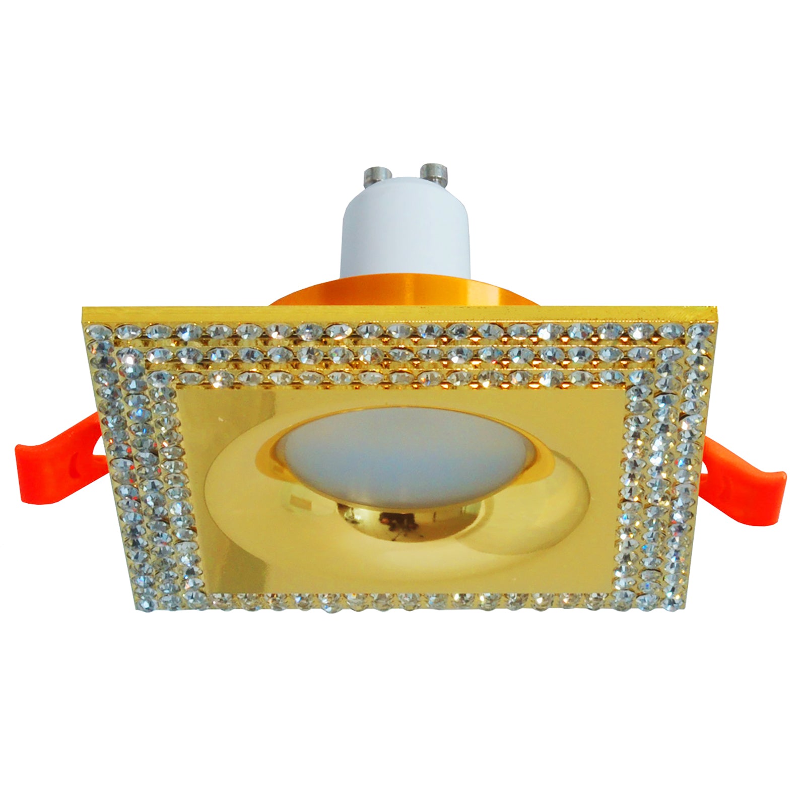 Faretto classico quadrato incasso dorato brillantini 65mm lampada LED 5W GU10- 3000K