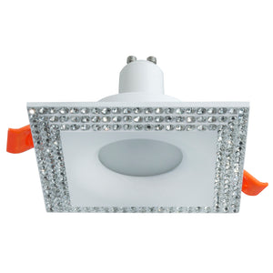 Faretto bianco brillantini incasso moderno quadrato lampada LED 5W GU10 cucina LUCE 3000K