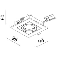 Faretto argentato incasso quadrato doppia inclinazione LED 8W GU10 luci ufficio LUCE 3000K