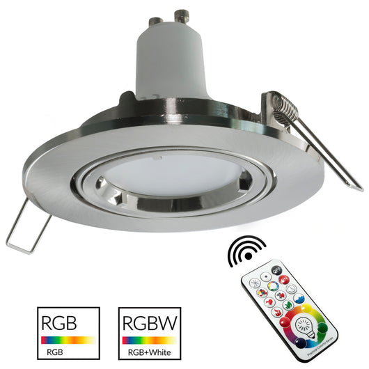 Faretto incasso tondo silver 8cm lampada LED GU10 cromoterapia interni LUCE RGBW