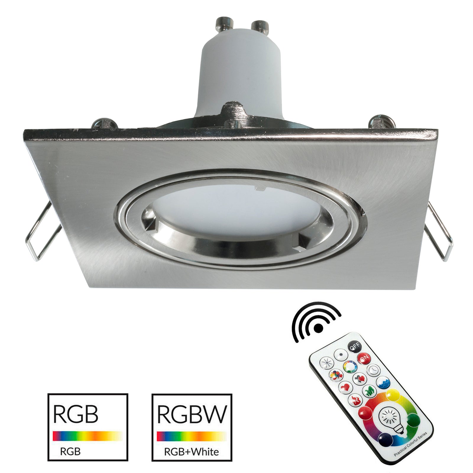 Faretto silver quadrato incasso 80mm LED GU10 RGBW luce colorata centro estetico