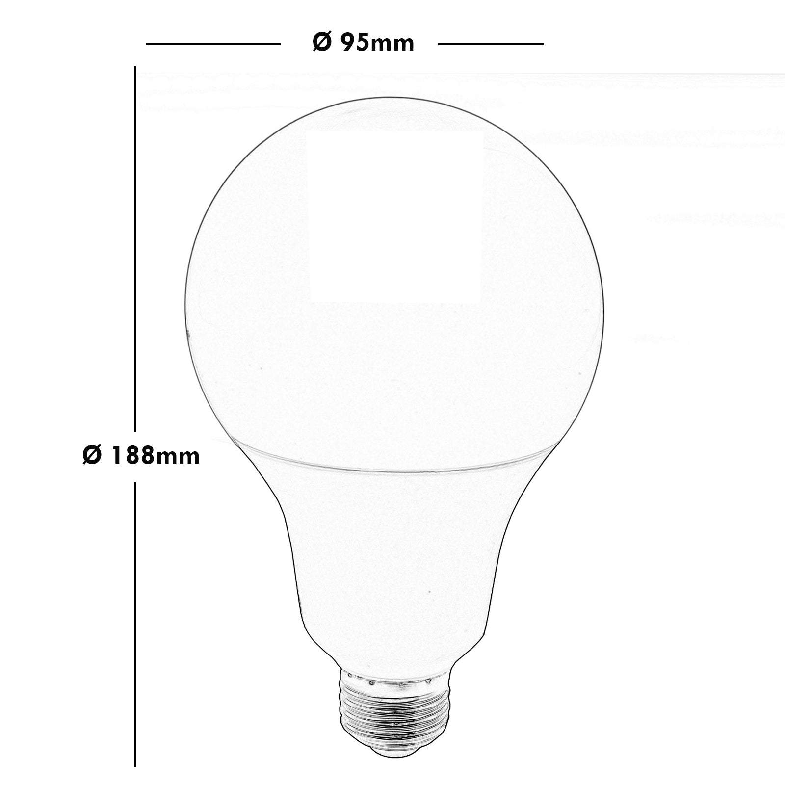 Lampada LED 20W resa 180W lampadina attacco E27 A95 1800 lumen 230V LUCE 4000K