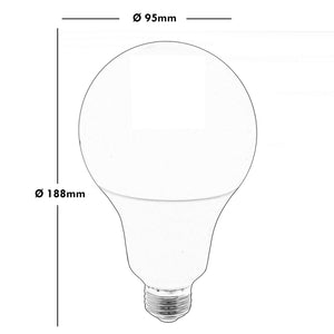 Lampada LED 20W resa 180W lampadina attacco E27 A95 1800 lumen 230V LUCE 4000K