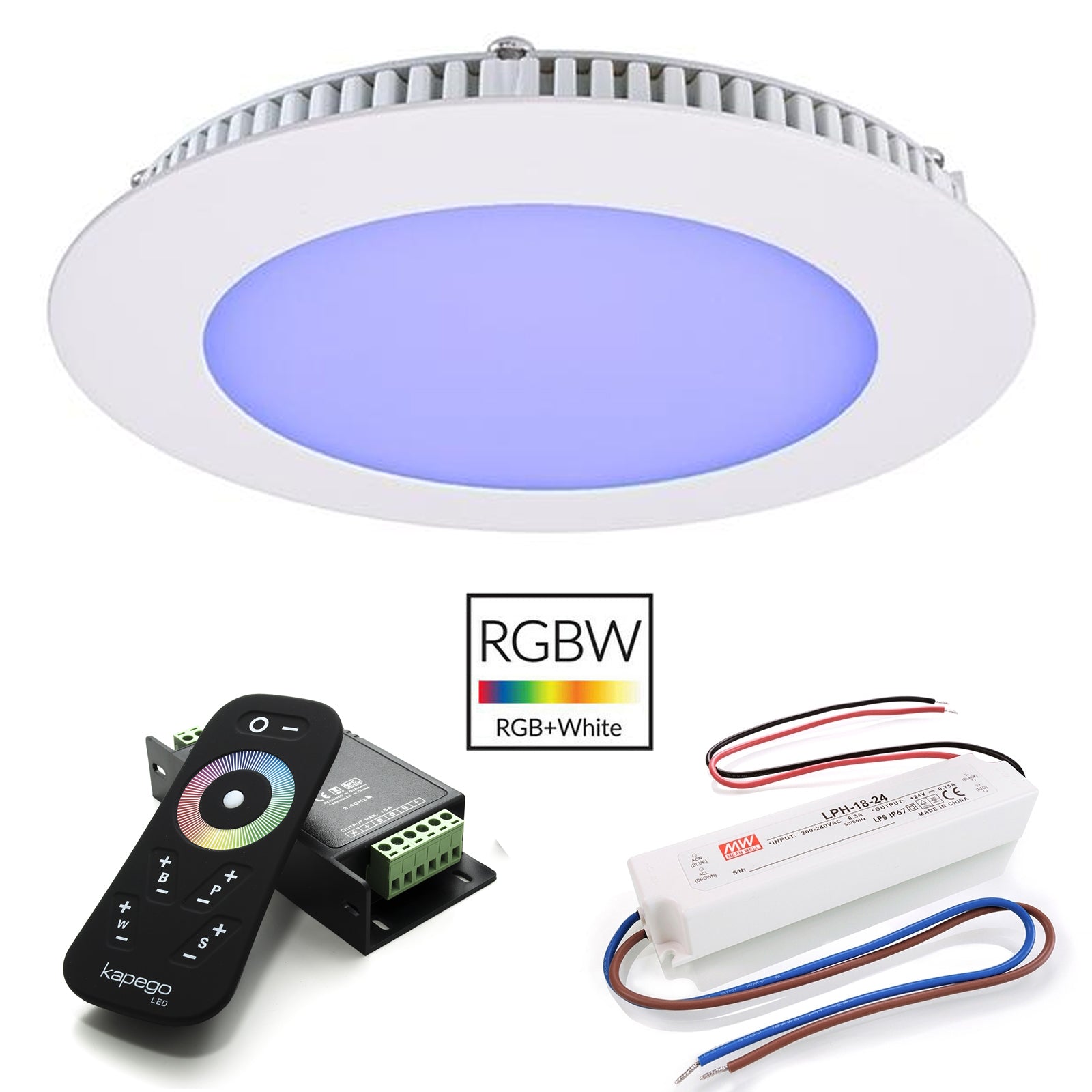 KIT cromoterapia pannello LED slim incasso 8W RGB RGBW luce colorata box doccia 24V