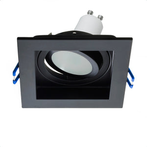 Faretto LED 8W orientabile incasso 90mm quadrato luci soffitto lampada GU10 230V COLORE NERO LUCE 4000K