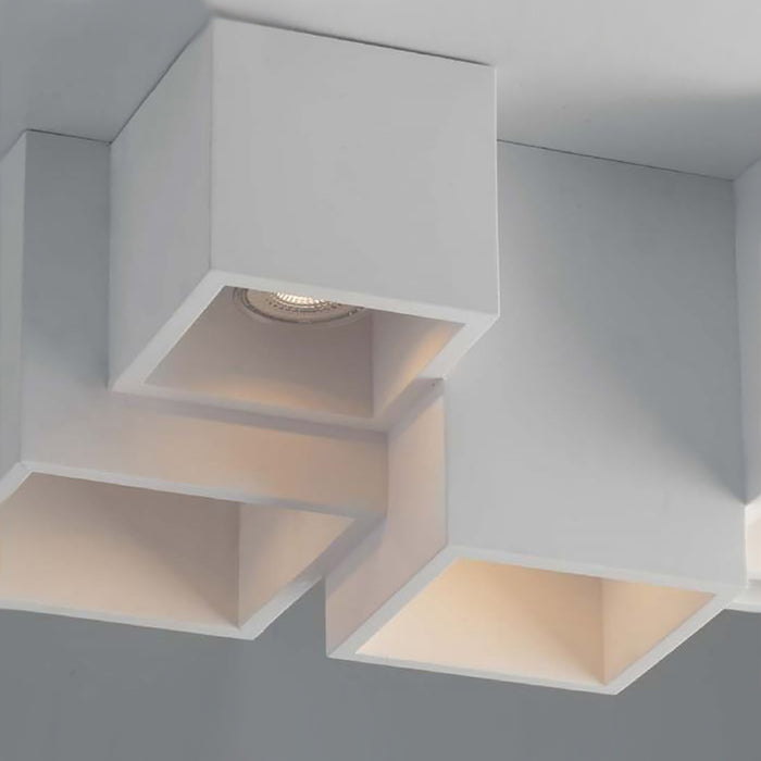 Lampada soffitto plafoniera gesso moderna quadrata LED 5 GU10 cucina 230V