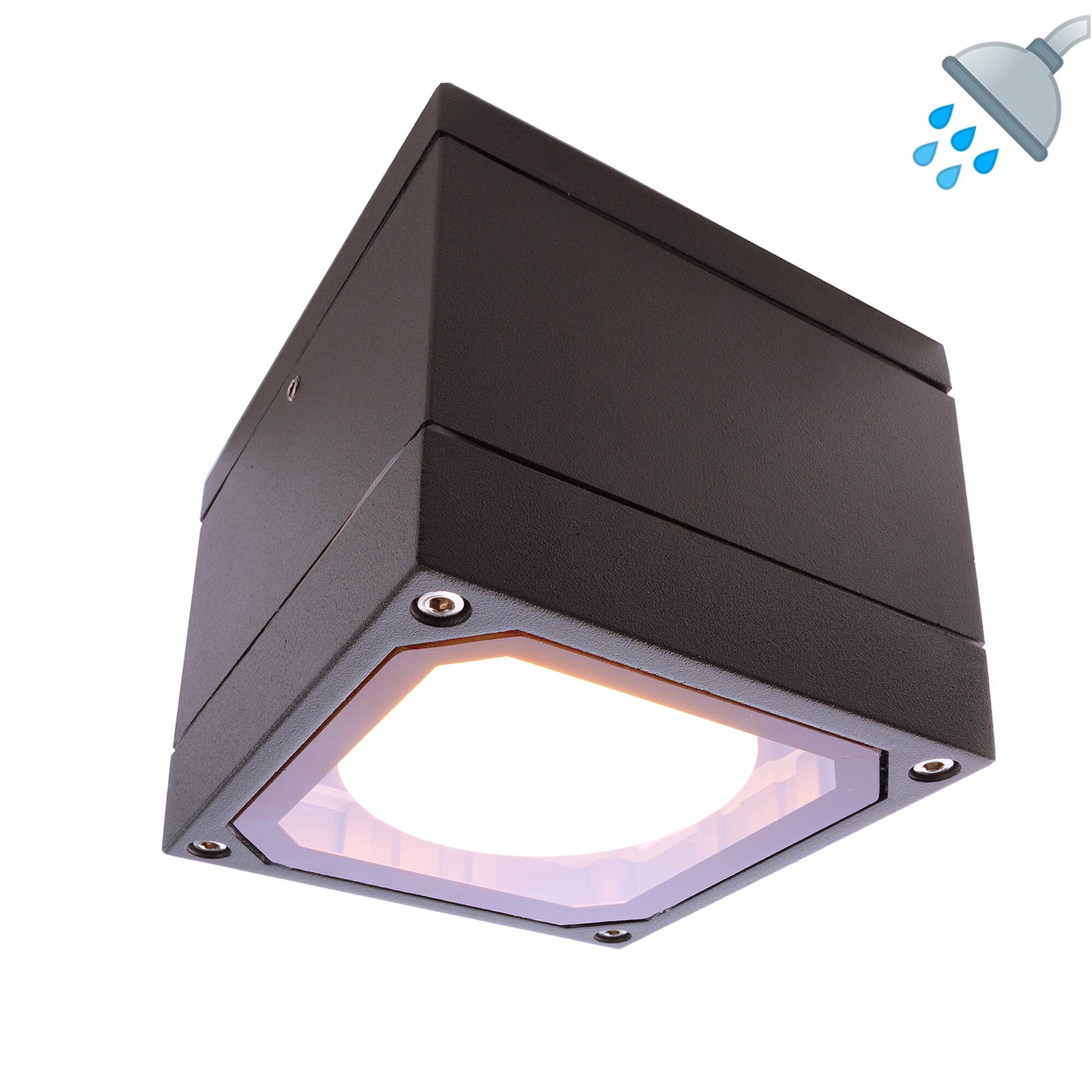 Faretto soffitto box doccia bagno turco sauna lampada parete LED supporto lampade GX53 230V QUADRATO NERO SENZA LAMPADA