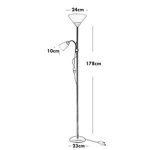 Piantana lampada LED da terra 2 luci E27 braccio flessibile lettura divano 230V COLORE NERO