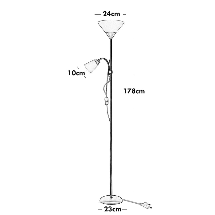 Piantana lampada LED da terra 2 luci E27 braccio flessibile lettura divano 230V COLORE NERO