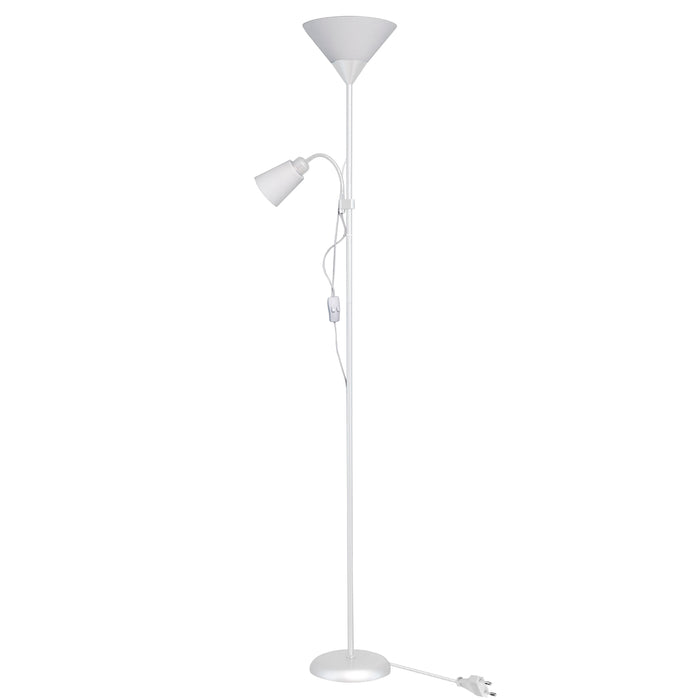 Piantana lampada LED da terra 2 luci E27 braccio flessibile lettura divano 230V COLORE BIANCO