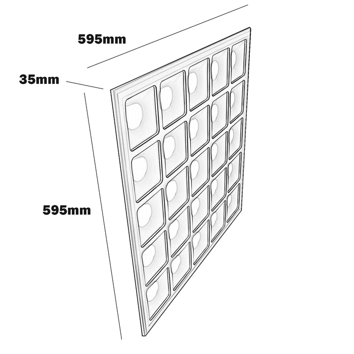 Pannello da incasso quadrato LED 40W resa 440W 60x60cm alluminio colore bianco luce ufficio negozio studio 4400lm 230V luce fredda 6500K