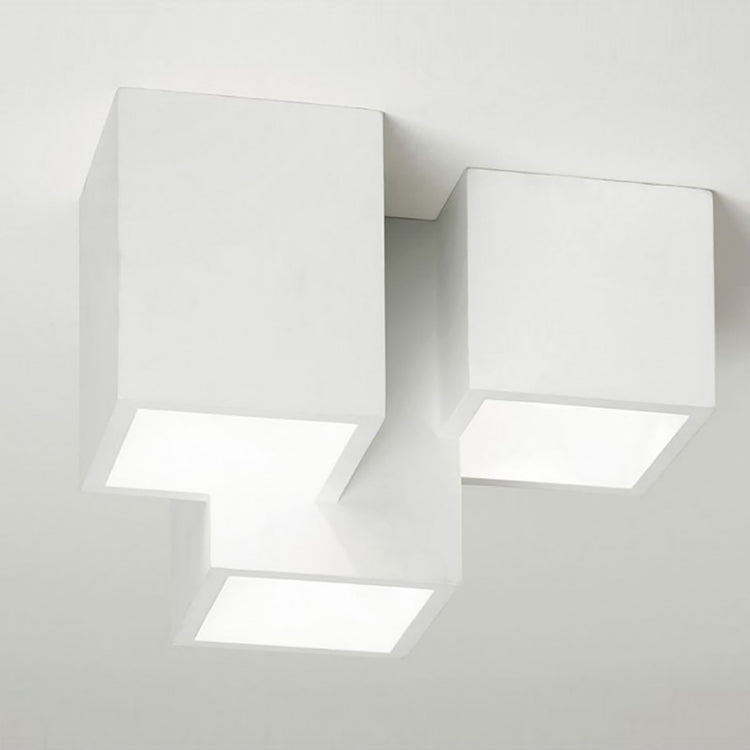 Plafoniera moderna lampada soffitto 3 cubi gesso luce LED 3 GU10 ingresso 230V