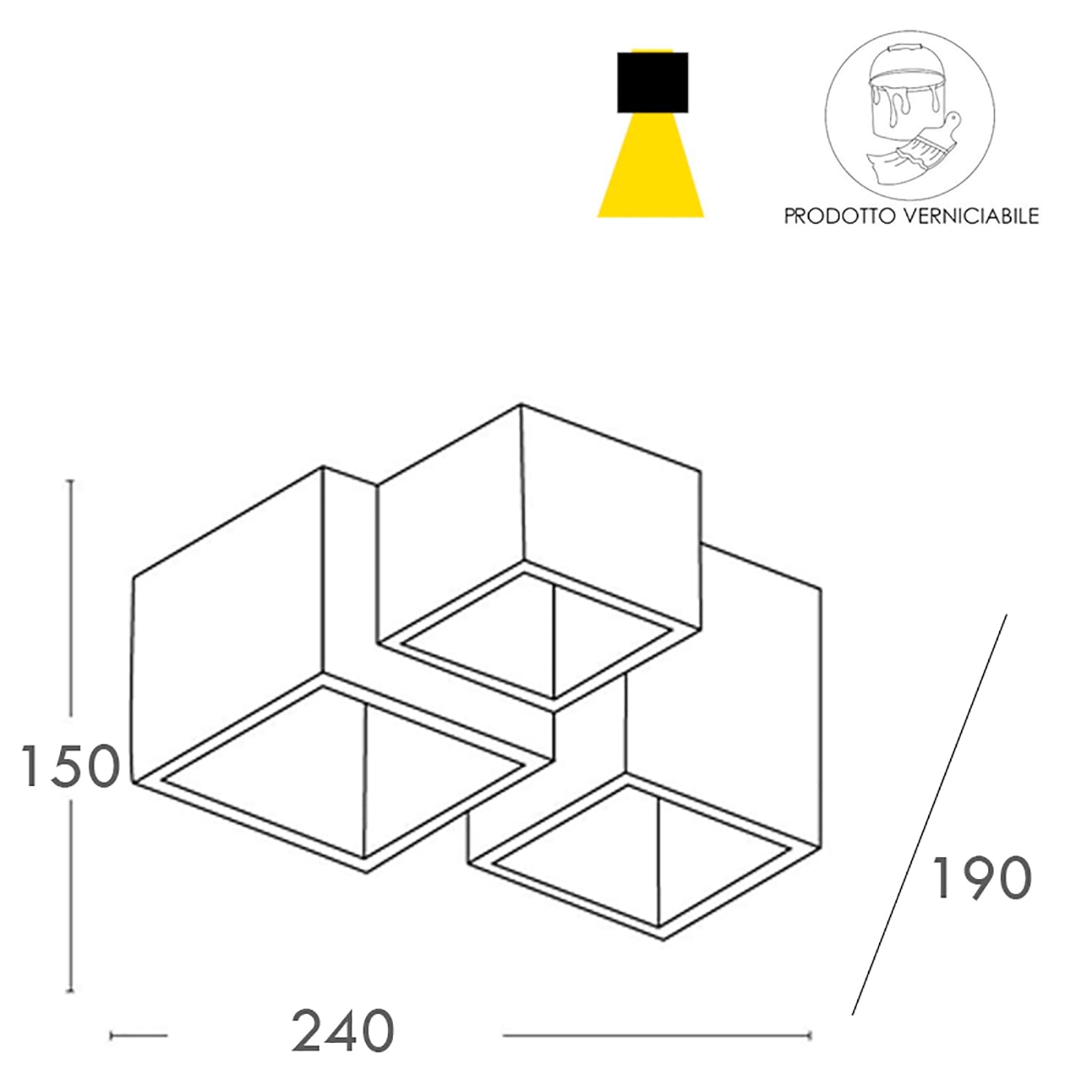 Plafoniera moderna lampada soffitto 3 cubi gesso luce LED 3 GU10 ingresso 230V