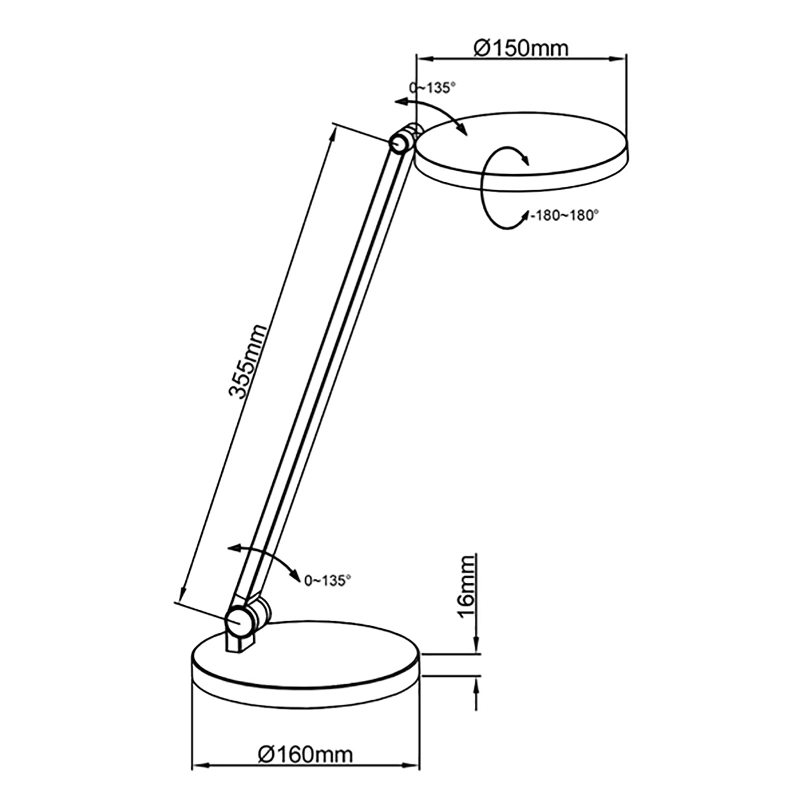 Lampada LED 10W da tavolo scrivania ufficio 3000K orientabile inclinabile 230V BIANCO