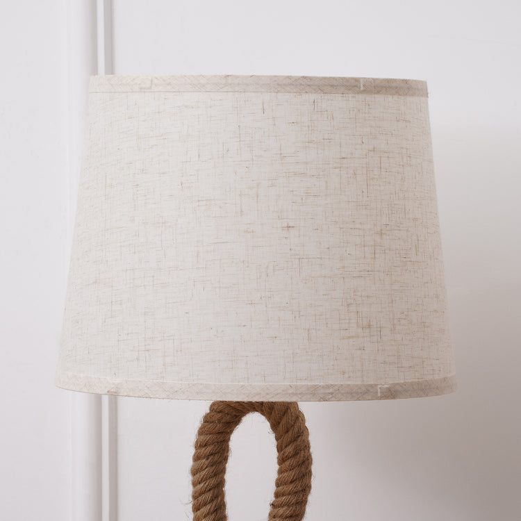 Lampada da Comodino Abat jour Ø30x56 cm in Corda e Tessuto Beige e Bianco