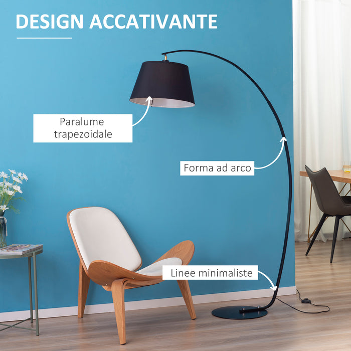 Lampada da Terra ad Arco 100x43x177 cm E27 Paralume in Tessuto Grigio Scuro