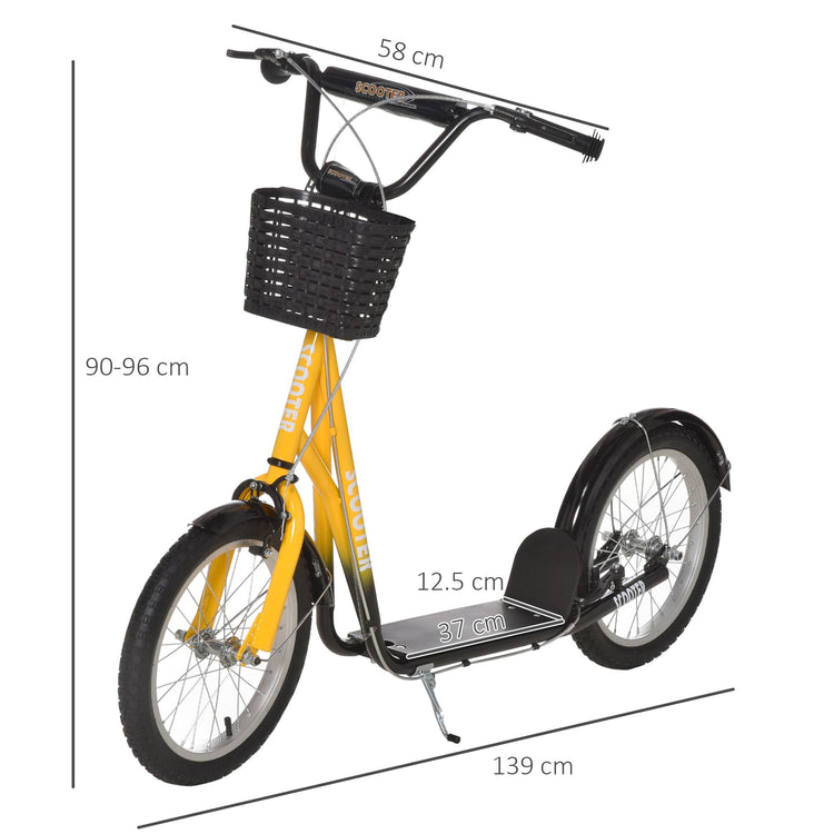 Monopattino per Bambini Ruote da 16 in Metallo Giallo