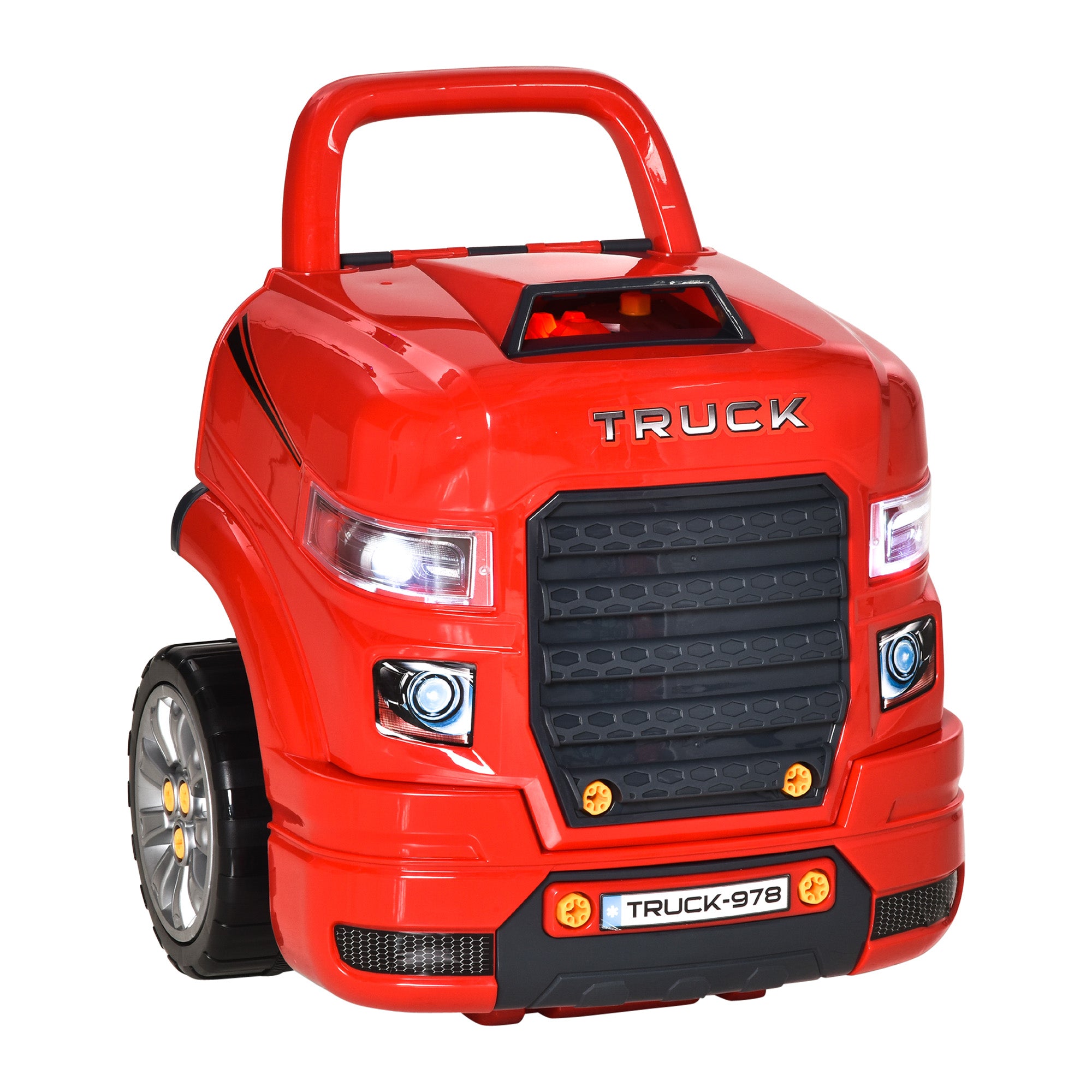 Officina Camion Giocattolo per Bambini 40x39x47 cm con 61 Accessori Rosso