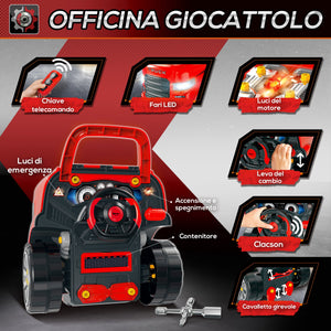 Officina Camion Giocattolo per Bambini 40x39x47 cm con 61 Accessori Rosso