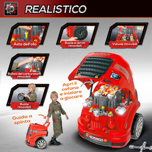 Officina Camion Giocattolo per Bambini 40x39x47 cm con 61 Accessori Rosso