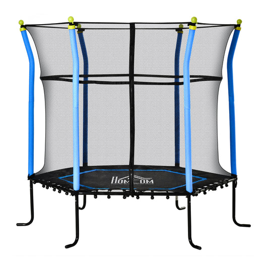 Trampolino Tappeto Elastico per Bambini Ø185x160 cm in Acciaio Blu e Nero