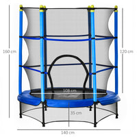 Trampolino Tappeto Elastico per Bambini Ø140x158 cm in Acciaio Blu e Nero