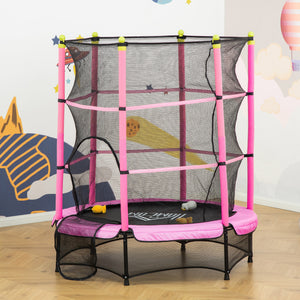 Trampolino Tappeto Elastico per Bambini Ø140x158 cm in Acciaio Rosa e Nero