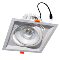 Faretto orientabile incasso quadrato 160mm LED 30W AR111 luci vetrine 230V RA90 COLORE BIANCO LUCE 4000K