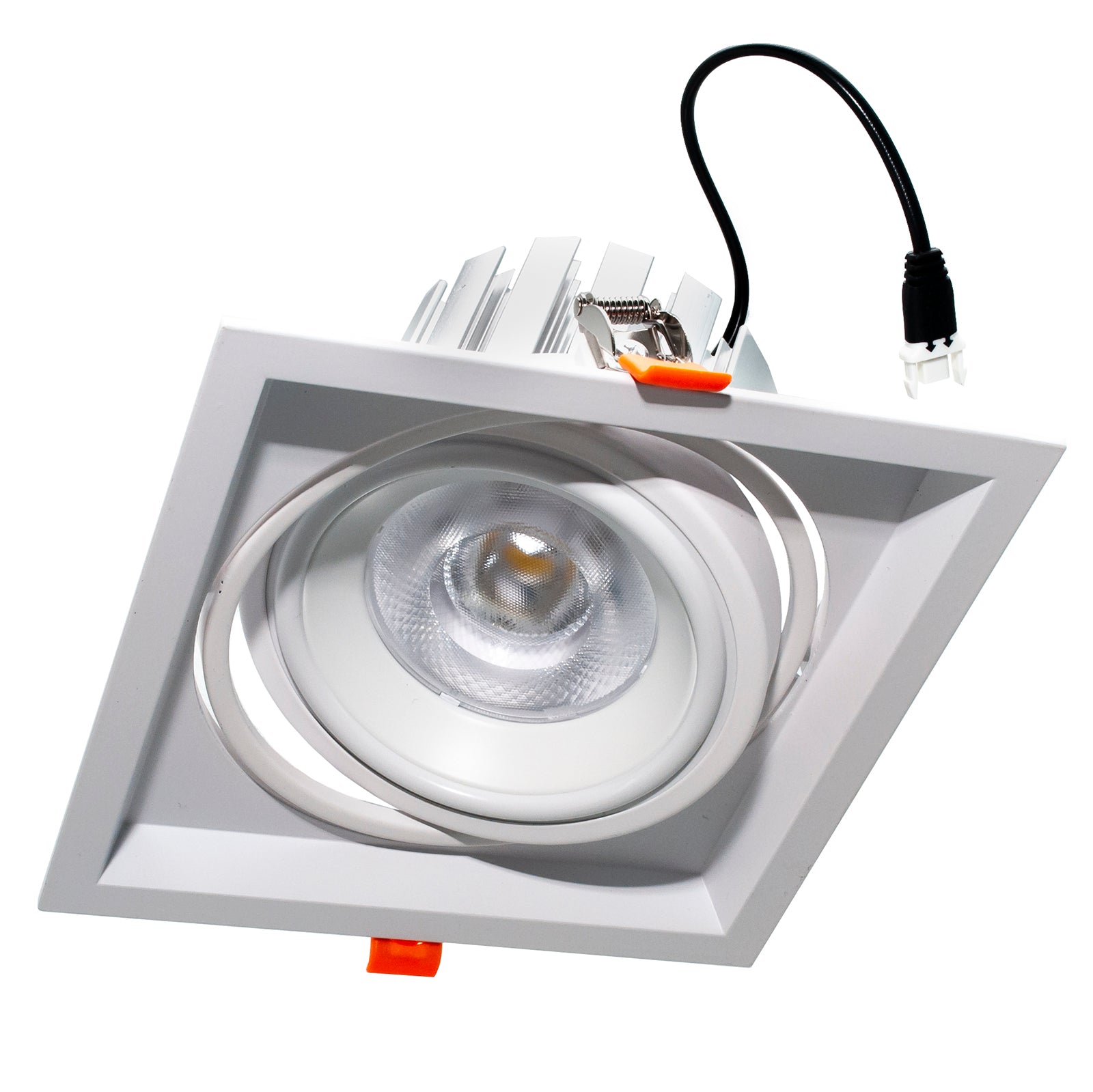 Faretto orientabile incasso quadrato 160mm LED 30W AR111 luci vetrine 230V RA90 COLORE BIANCO LUCE 6000K