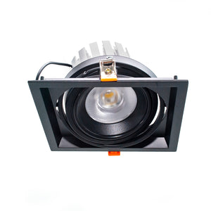 Faretto orientabile incasso quadrato 160mm LED 30W AR111 luci vetrine 230V RA90 COLORE NERO LUCE 4000K