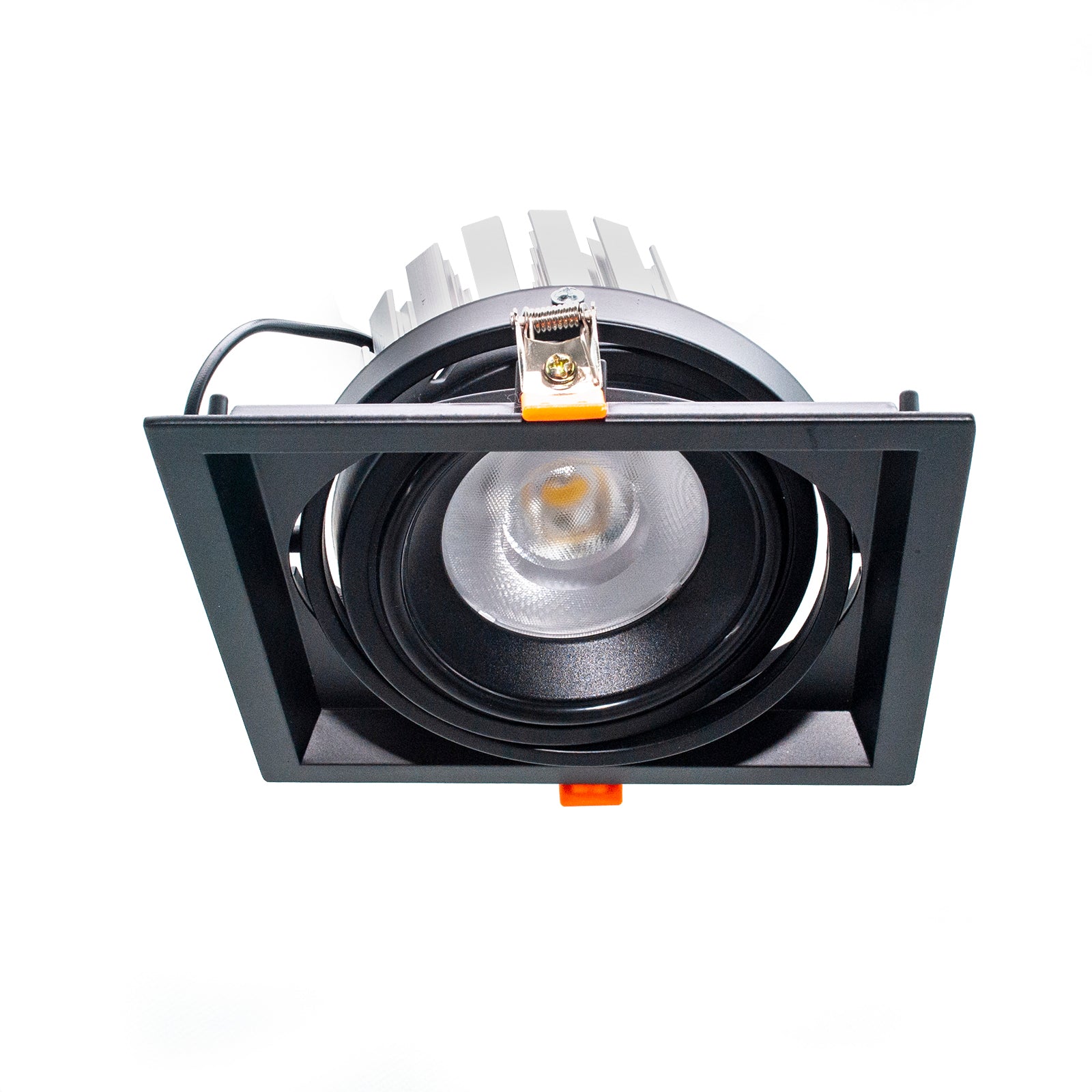 Faretto orientabile incasso quadrato 160mm LED 30W AR111 luci vetrine 230V RA90 COLORE NERO LUCE 3000K