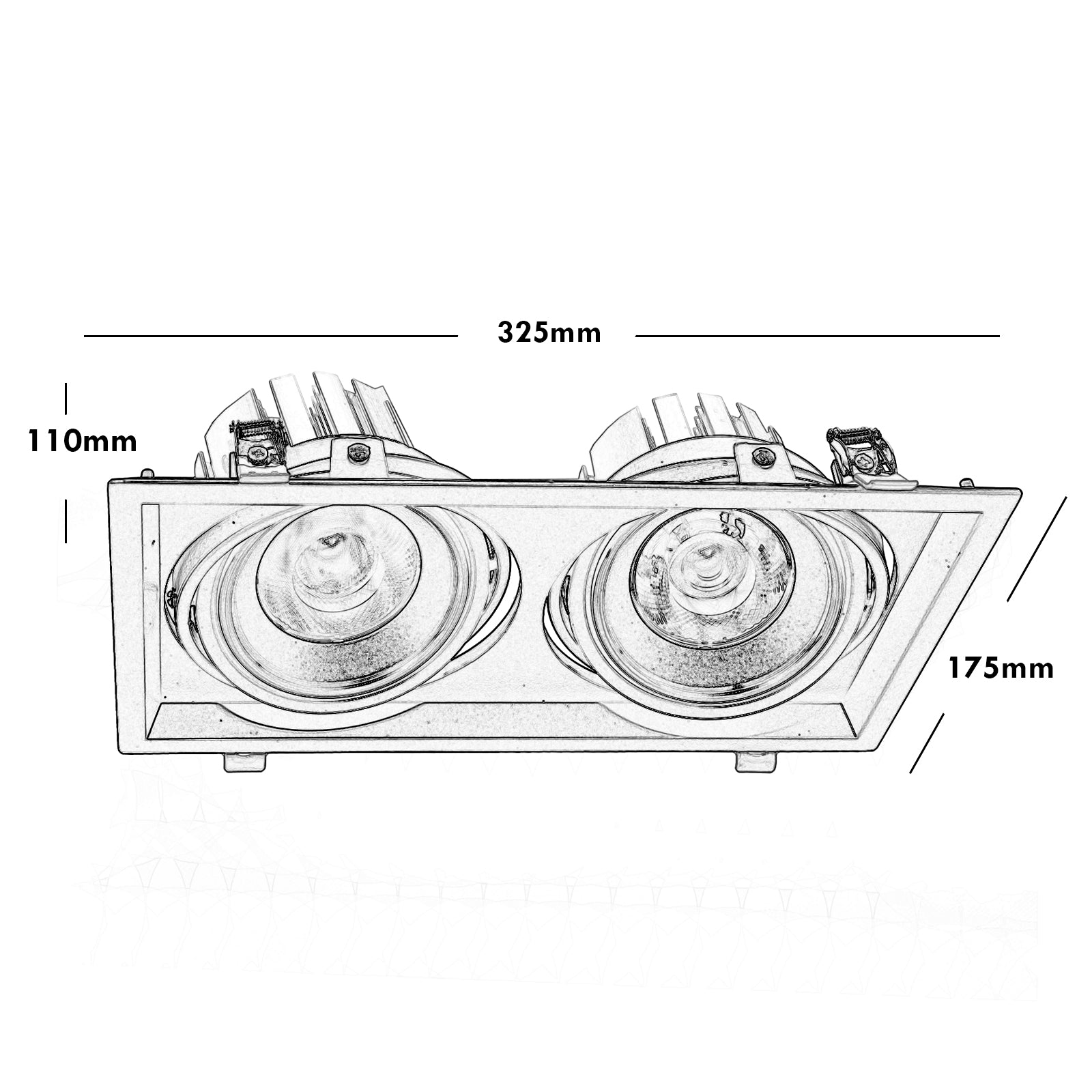 Faretto incasso doppia lampada LED 60W AR111 luci soffitto negozio 230V 5400lm COLORE BIANCO LUCE 3000K