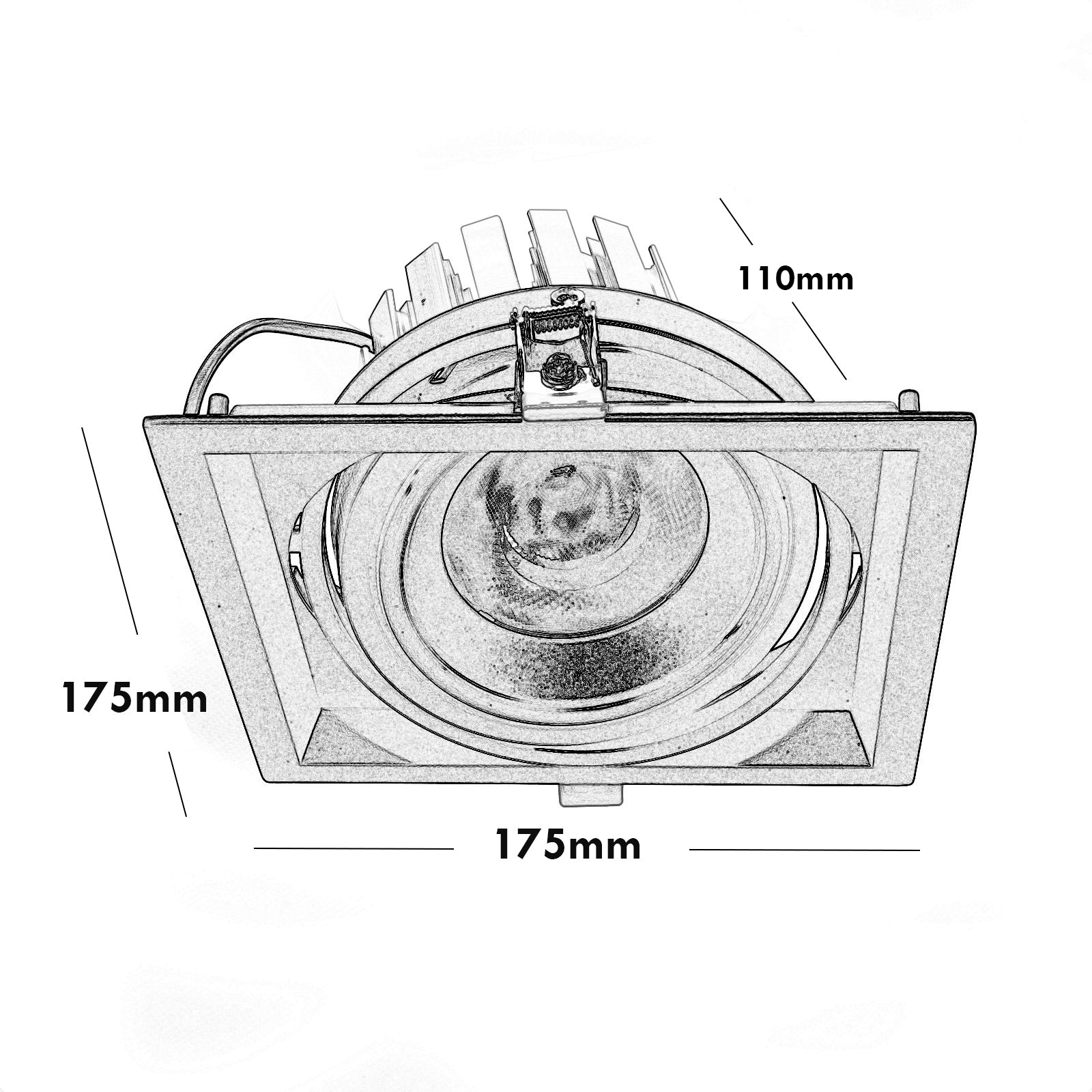 Faretto orientabile incasso quadrato 160mm LED 30W AR111 luci vetrine 230V RA90 COLORE BIANCO LUCE 4000K