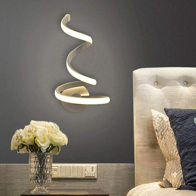 Applique LED moderno lampada da parete curva spirale 12W luce camera letto 230V LUCE 3000K