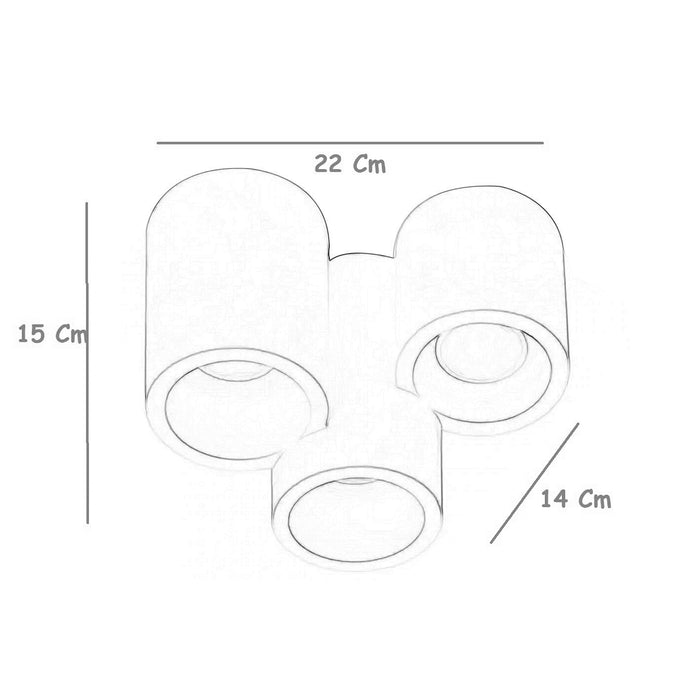 Plafoniera LED GU10 3 luci cilindro lampada gesso soffitto casa ufficio 230V