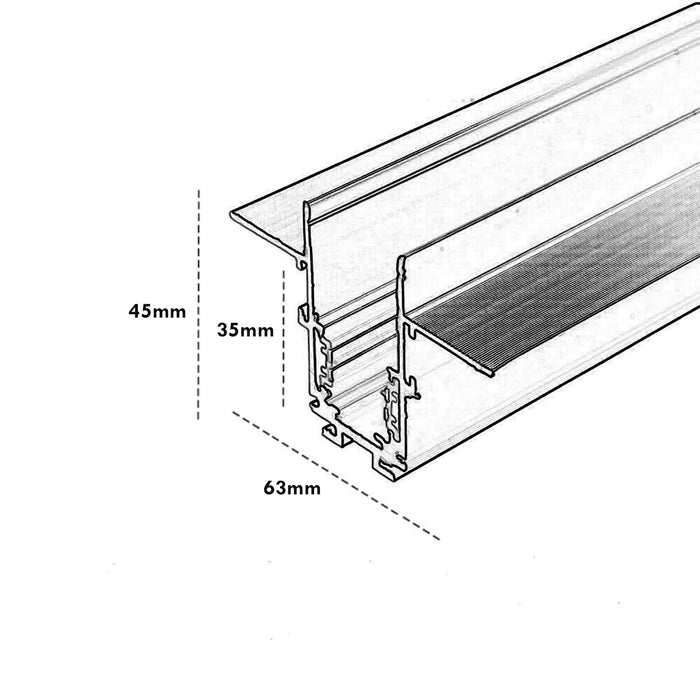 Binario elettrificato incasso magnetico nero 1mt 48V supporto faretti LED track