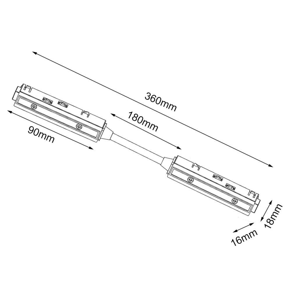 Connettore lineare snodabile 48V giunto angoli giunzione binario track magnetico