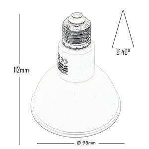 Lampada faretto spot led 12W lampadina par30 E27 850lm resa 75W angolo stretto LUCE CALDA 3000K