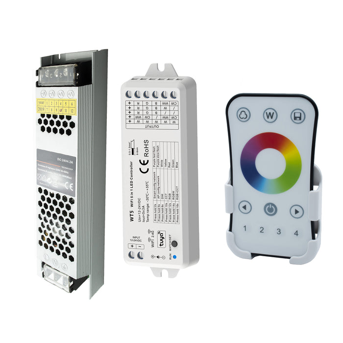 KIT cromoterapia striscia LED IP67 90W 24V RGB multicolore RF doccia WiFi telecomando e controllo vocale Alexa Google