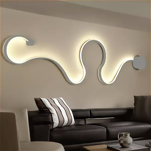 Applique moderno LED 28W bianco lampada curva snake luce parete muro soggiorno camera letto 230V LUCE 6500K