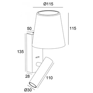 Applique LED 4W luce indiretta lampada lettura flessibile parete muro lume camera letto hotel albergo 230V ALWA BIANCO