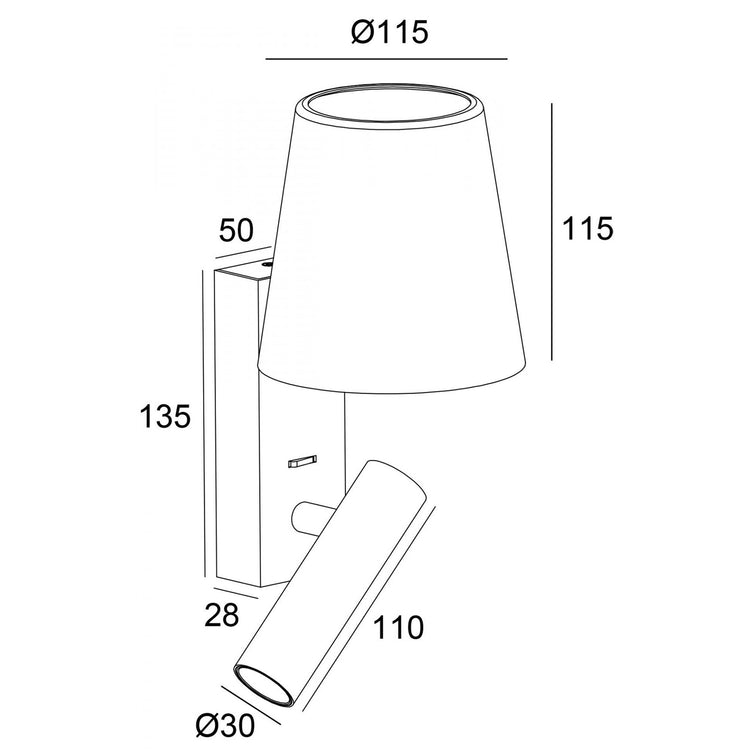 Applique LED 4W luce indiretta lampada lettura flessibile parete muro lume camera letto hotel albergo 230V ALWA BIANCO