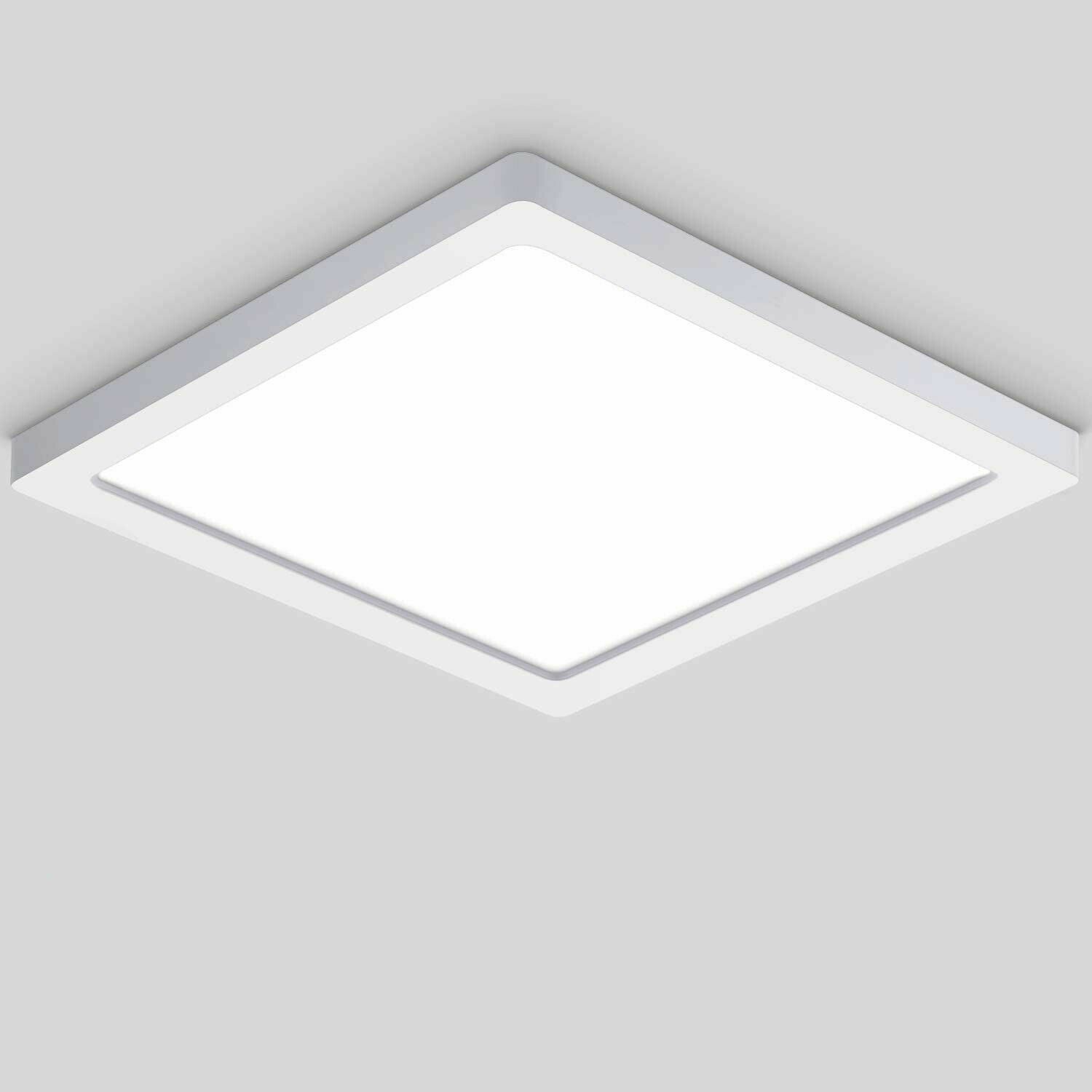 Plafoniera LED soffitto lampada parete muro 25W resa 250W luce interni 230V QUADRATA LUCE NATURALE 4000K