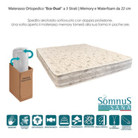 Materasso per Letto Singolo in memory foam H22cm waterfoam Bianco Anallergico ed Antiacaro 155x195 H 22cm