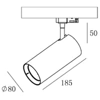 FARETTO LED ORIENTABILE TRACK BINARIO TRIFASE 20W LUCE SPOT INTERNI NEGOZIO VETRINE 230V NERO 3000K